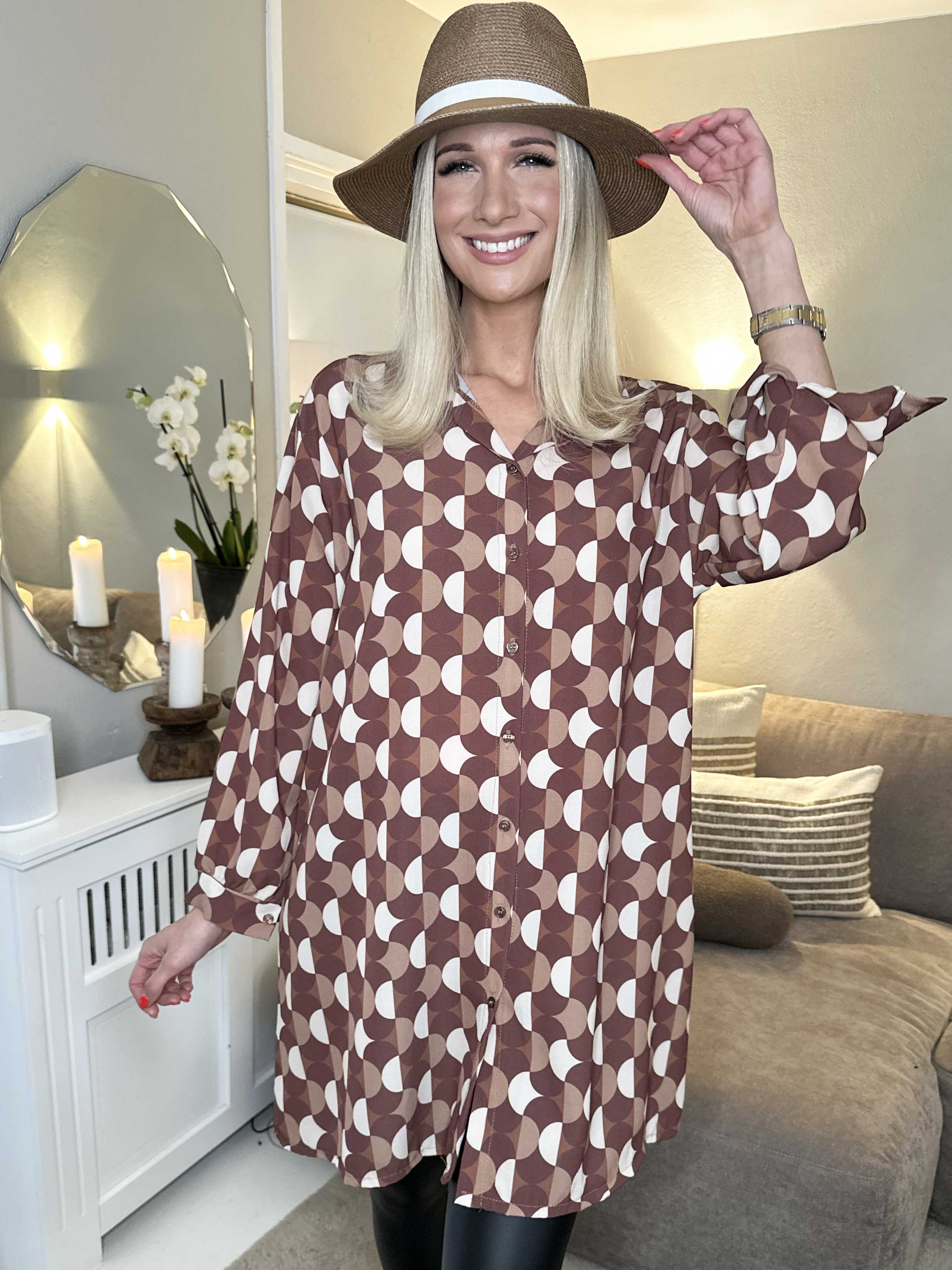 Abigail Pattern - Mönstrad skjortklänning